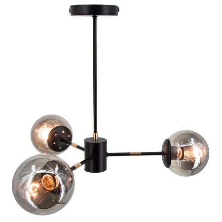Lampa wisząca czarno-złota 3-punktowa 8044/3A ze szklanymi kloszami - Lampy Elem